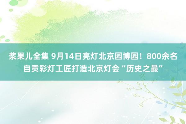 浆果儿全集 9月14日亮灯北京园博园！800余名自贡彩灯工匠打造北京灯会“历史之最”