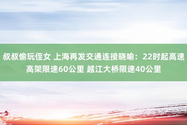 叔叔偷玩侄女 上海再发交通连接晓喻：22时起高速高架限速60公里 越江大桥限速40公里