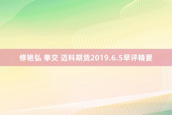 修艳弘 拳交 迈科期货2019.6.5早评精要