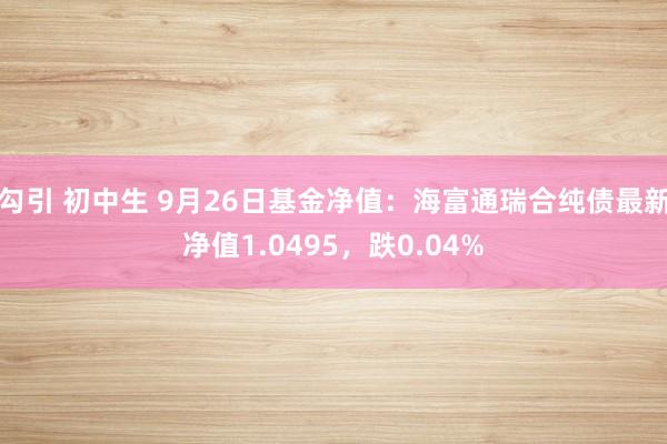 勾引 初中生 9月26日基金净值：海富通瑞合纯债最新净值1.0495，跌0.04%