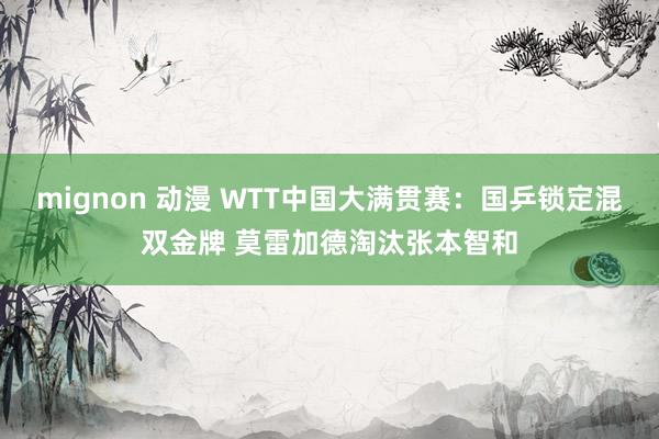 mignon 动漫 WTT中国大满贯赛：国乒锁定混双金牌 莫雷加德淘汰张本智和