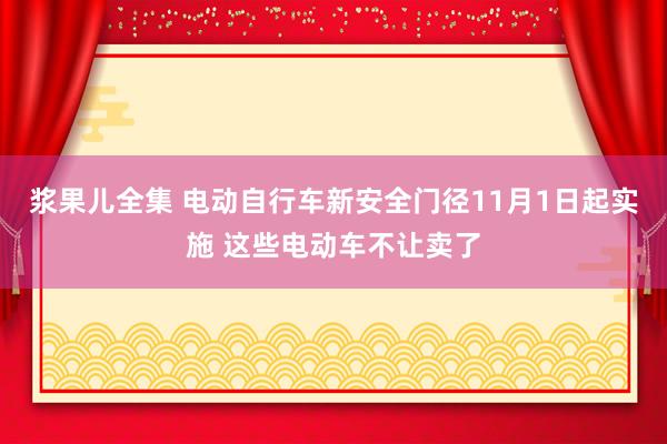 浆果儿全集 电动自行车新安全门径11月1日起实施 这些电动车不让卖了