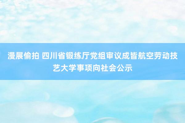 漫展偷拍 四川省锻练厅党组审议成皆航空劳动技艺大学事项向社会公示