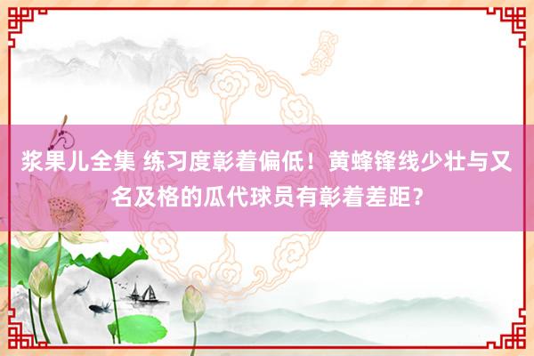 浆果儿全集 练习度彰着偏低！黄蜂锋线少壮与又名及格的瓜代球员有彰着差距？