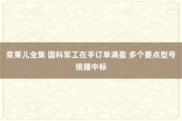 浆果儿全集 国科军工在手订单满盈 多个要点型号接踵中标