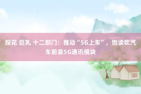 探花 巨乳 十二部门：推动“5G上车”，饱读吹汽车前装5G通讯模块