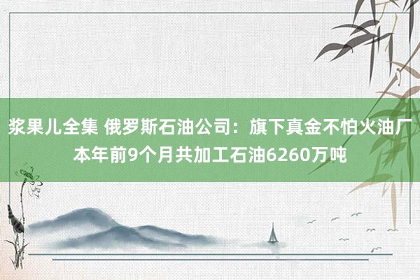 浆果儿全集 俄罗斯石油公司：旗下真金不怕火油厂本年前9个月共加工石油6260万吨