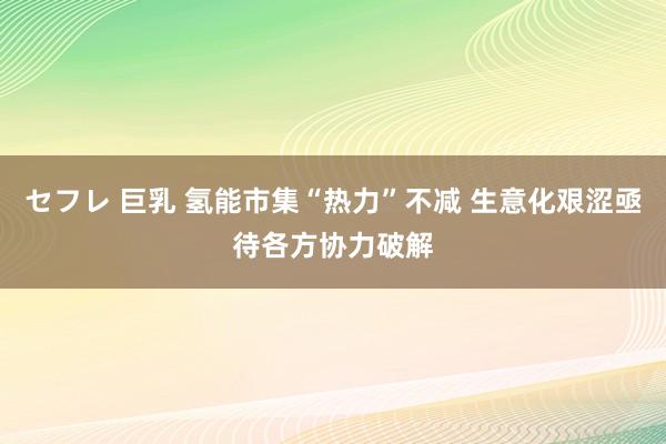 セフレ 巨乳 氢能市集“热力”不减 生意化艰涩亟待各方协力破解