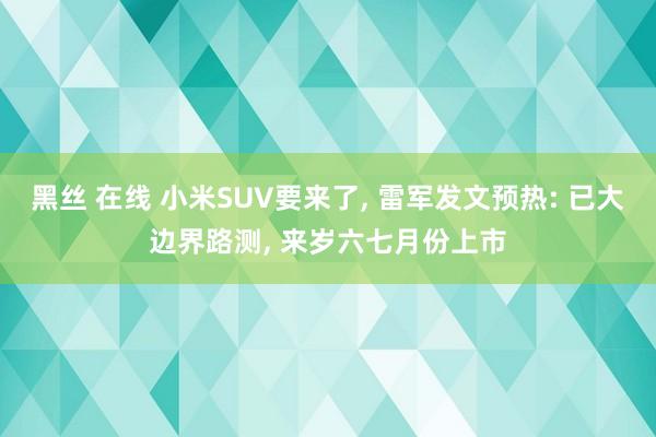 黑丝 在线 小米SUV要来了， 雷军发文预热: 已大边界路测， 来岁六七月份上市