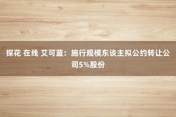 探花 在线 艾可蓝：施行规模东谈主拟公约转让公司5%股份